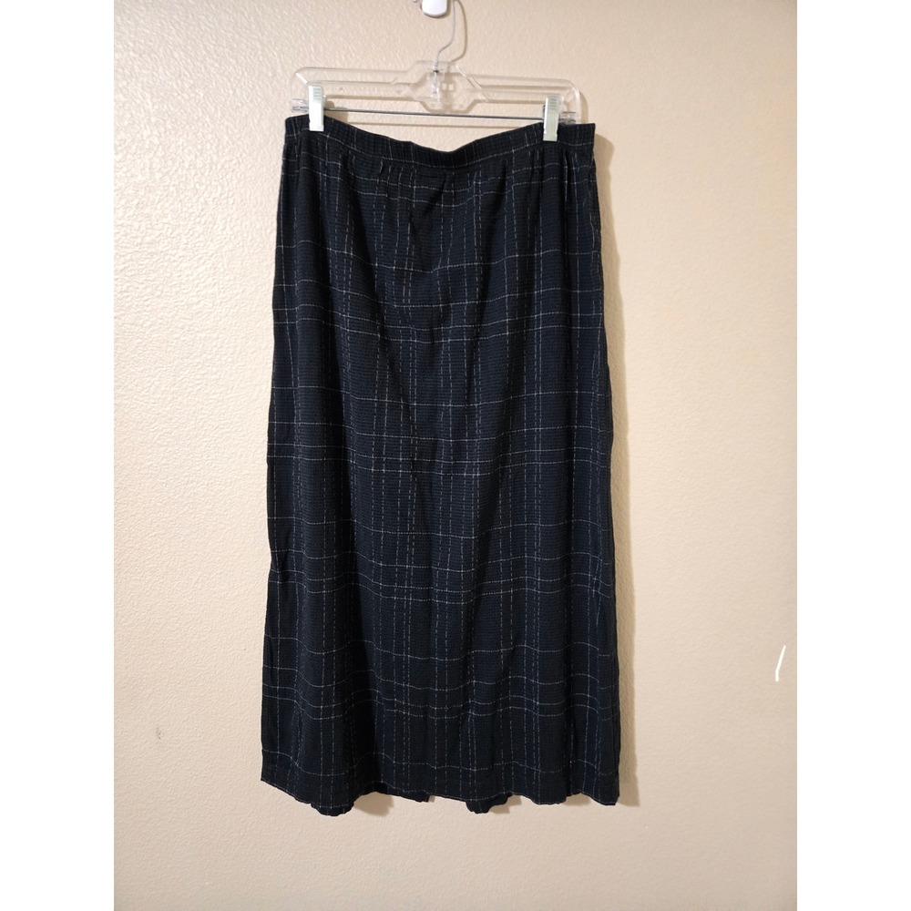 Linden Hill vintage Womens XL Black Plaid Windowpane Maxi Skirt